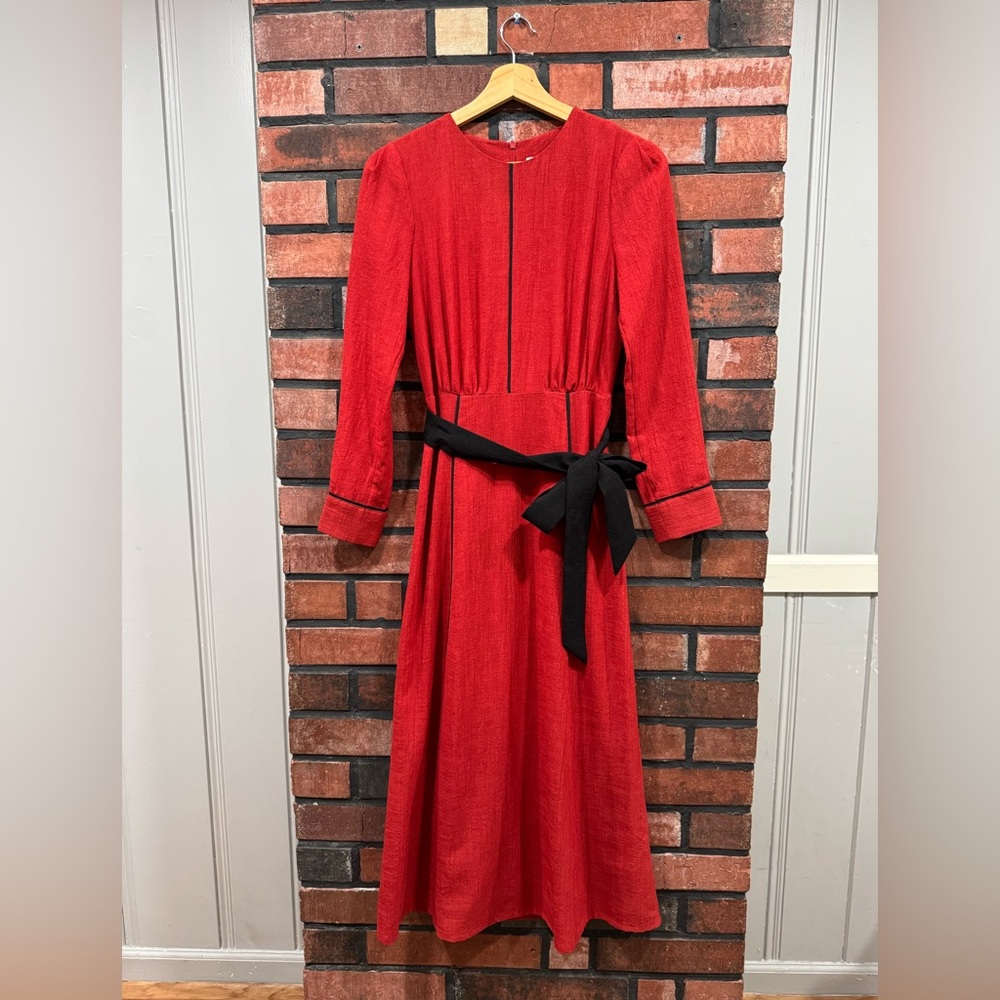 Cefinn Red Dress with Black Belt